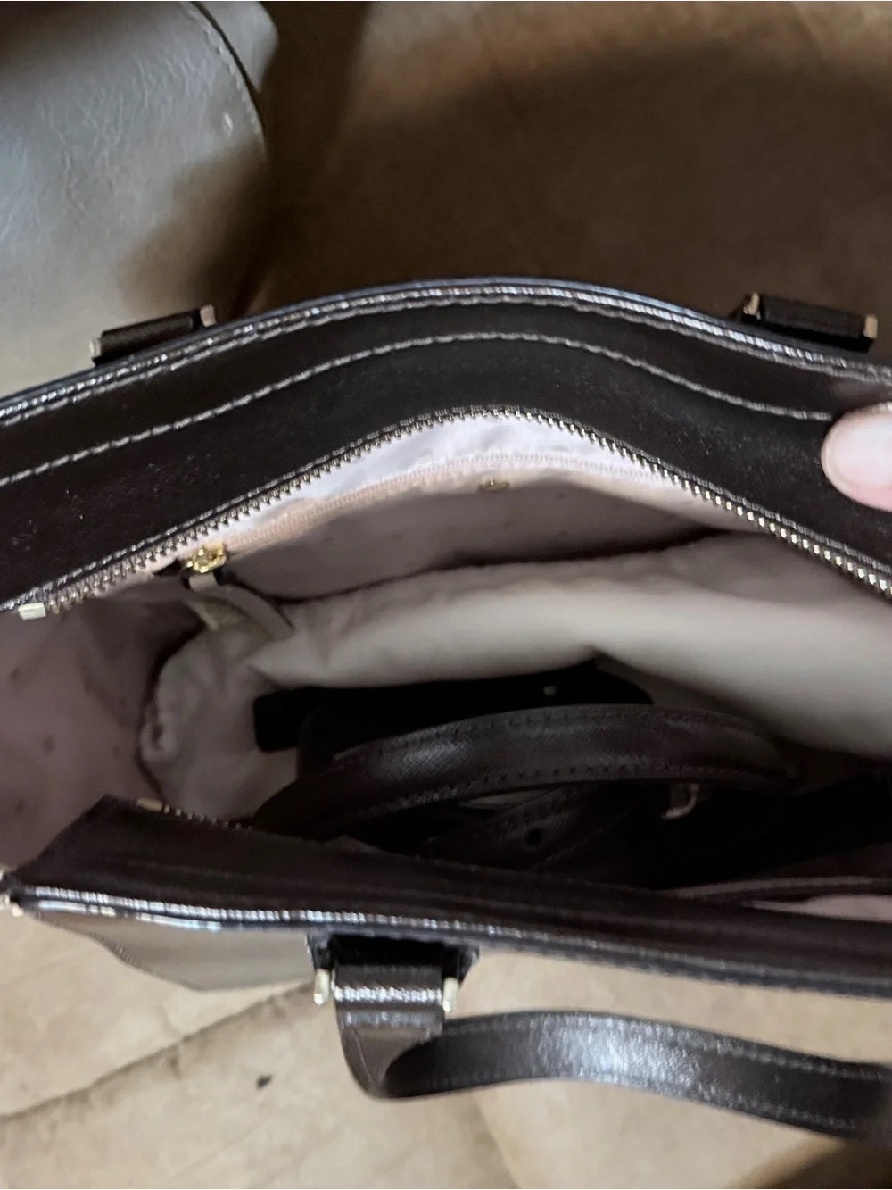 Kate Spade Brown Leather Tote with Snakeskin Accent
